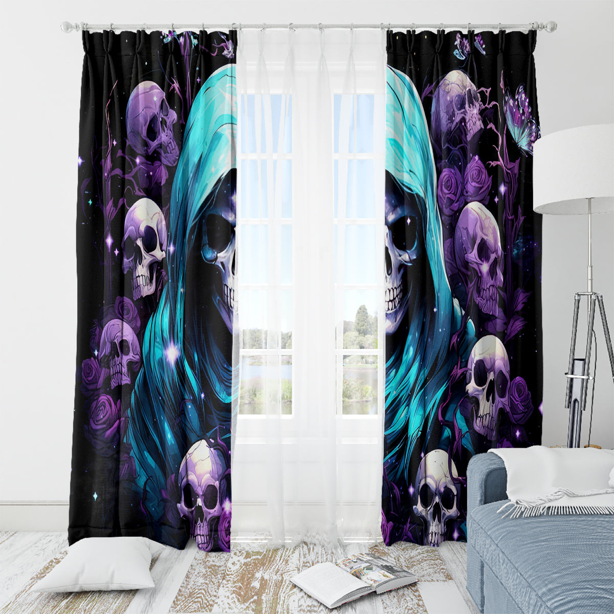 Reaper Skull Window Curtain Don't Try To Figure Me Out - Wonder Print Shop
