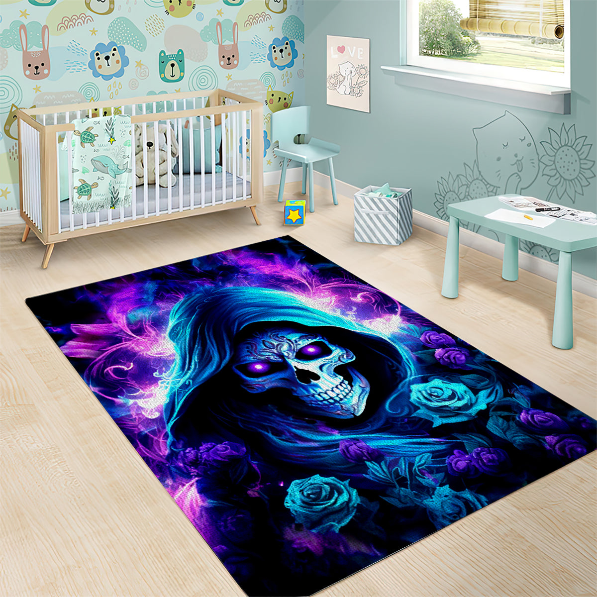 Rose Skull Area Rug If My Mouth Doesn't Say It - Wonder Print Shop