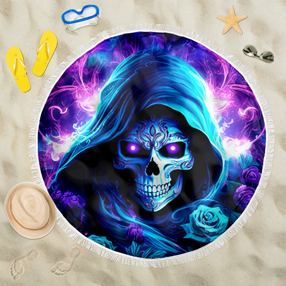 Rose Skull Beach Blanket If My Mouth Doesn't Say It - Wonder Print Shop
