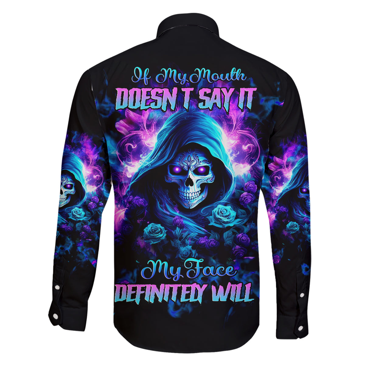 Rose Skull Family Matching Short Sleeve Bodycon Dress and Hawaiian Shirt If My Mouth Doesn't Say It - Wonder Print Shop