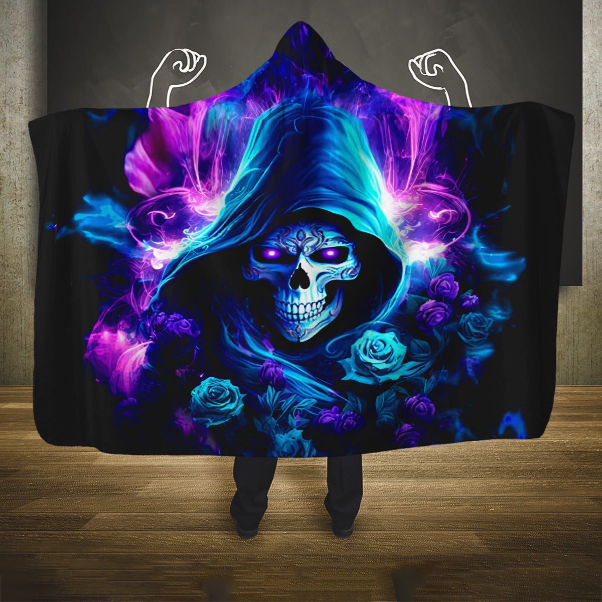 Rose Skull Hooded Blanket If My Mouth Doesn't Say It