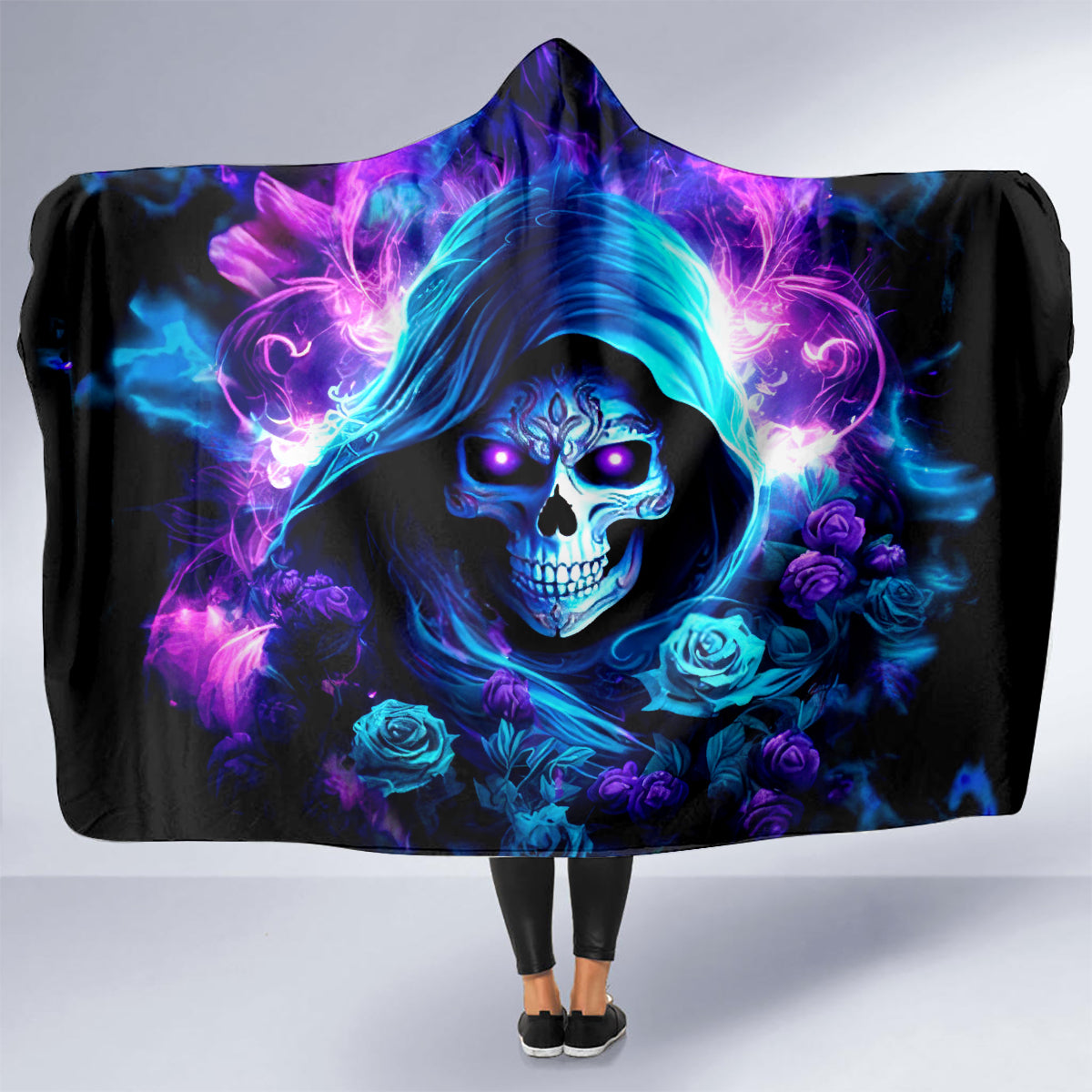 Rose Skull Hooded Blanket If My Mouth Doesn't Say It