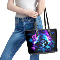Rose Skull Leather Tote Bag If My Mouth Doesn't Say It - Wonder Print Shop