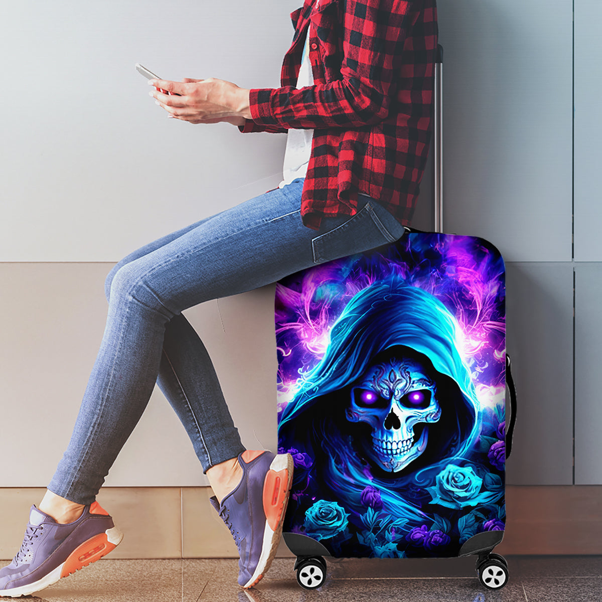 Rose Skull Luggage Cover If My Mouth Doesn't Say It - Wonder Print Shop