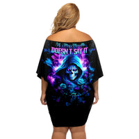 Rose Skull Off Shoulder Short Dress If My Mouth Doesn't Say It - Wonder Print Shop