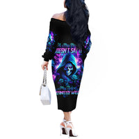 Rose Skull Off The Shoulder Long Sleeve Dress If My Mouth Doesn't Say It - Wonder Print Shop
