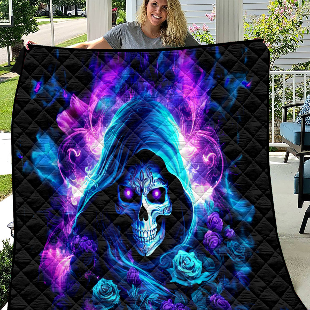 Rose Skull Quilt If My Mouth Doesn't Say It - Wonder Print Shop