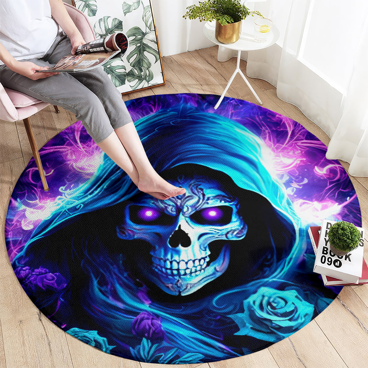 Rose Skull Round Carpet If My Mouth Doesn't Say It