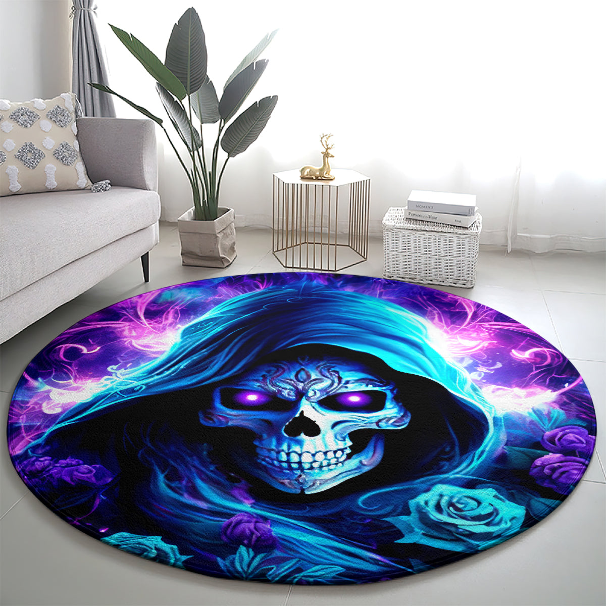 Rose Skull Round Carpet If My Mouth Doesn't Say It