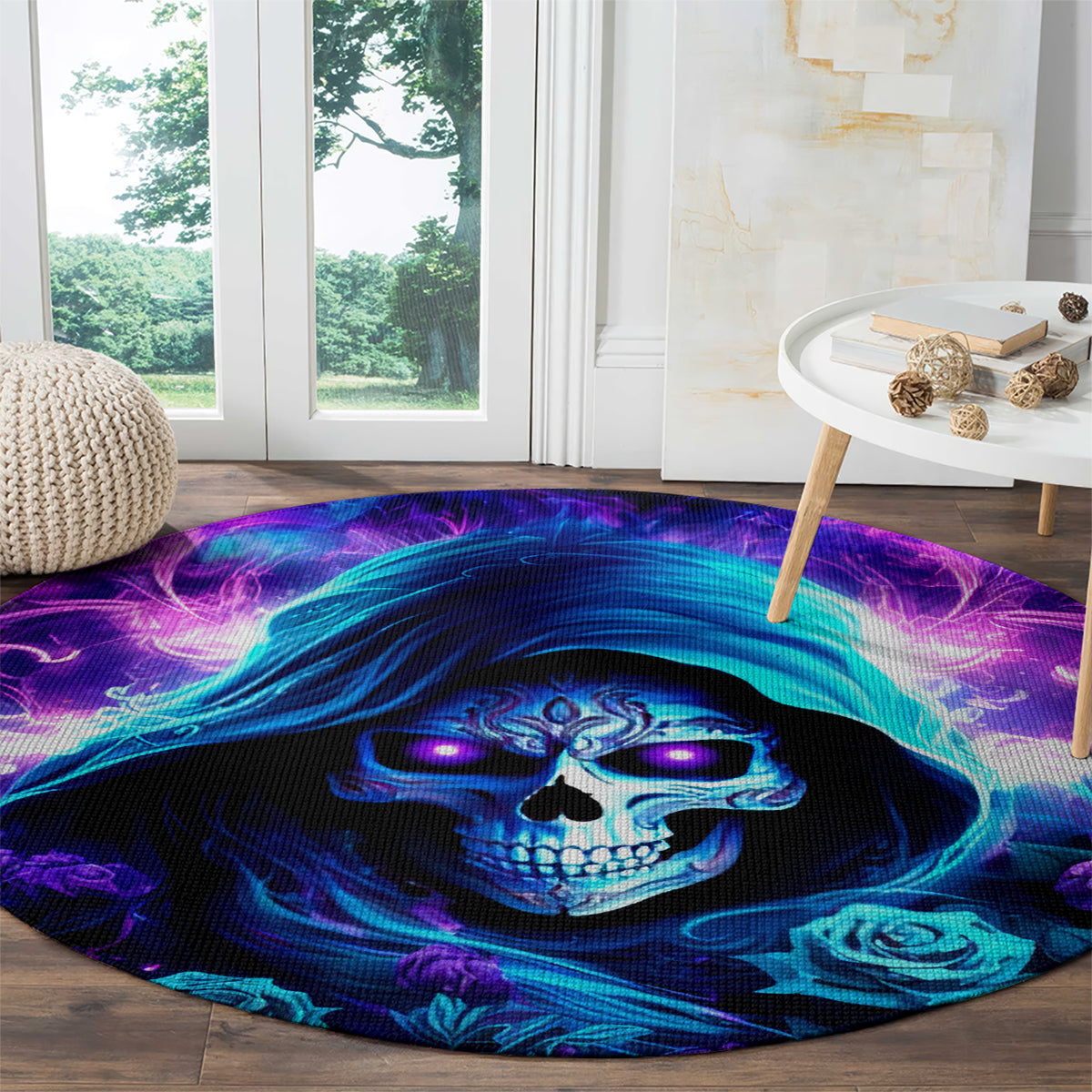Rose Skull Round Carpet If My Mouth Doesn't Say It