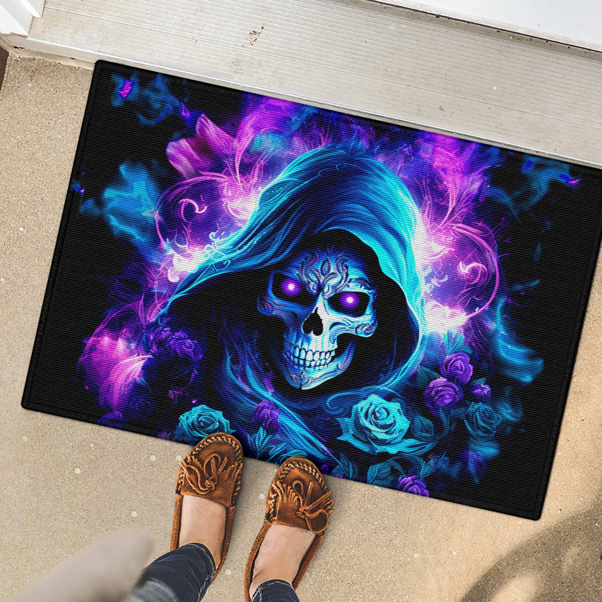 Rose Skull Rubber Doormat If My Mouth Doesn't Say It - Wonder Print Shop