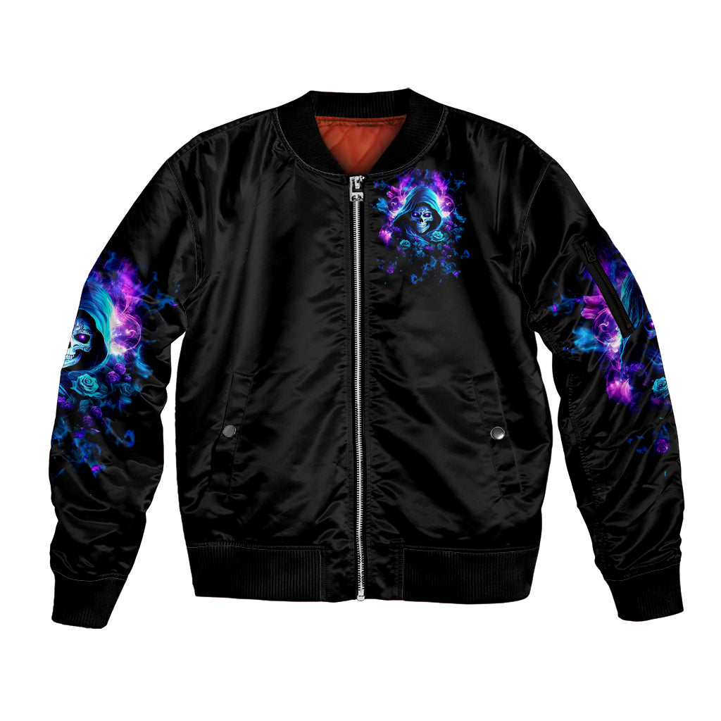 Rose Skull Sleeve Zip Bomber Jacket If My Mouth Doesn't Say It - Wonder Print Shop