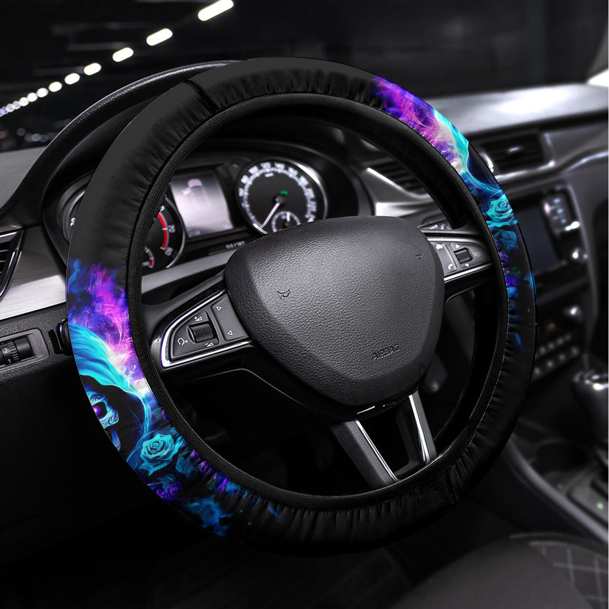 Rose Skull Steering Wheel Cover If My Mouth Doesn't Say It - Wonder Print Shop
