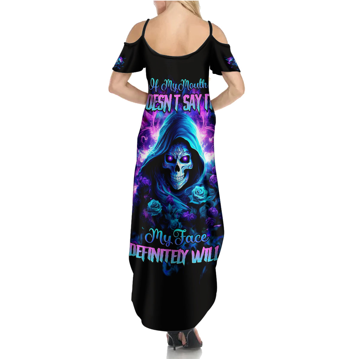 Rose Skull Summer Maxi Dress If My Mouth Doesn't Say It - Wonder Print Shop