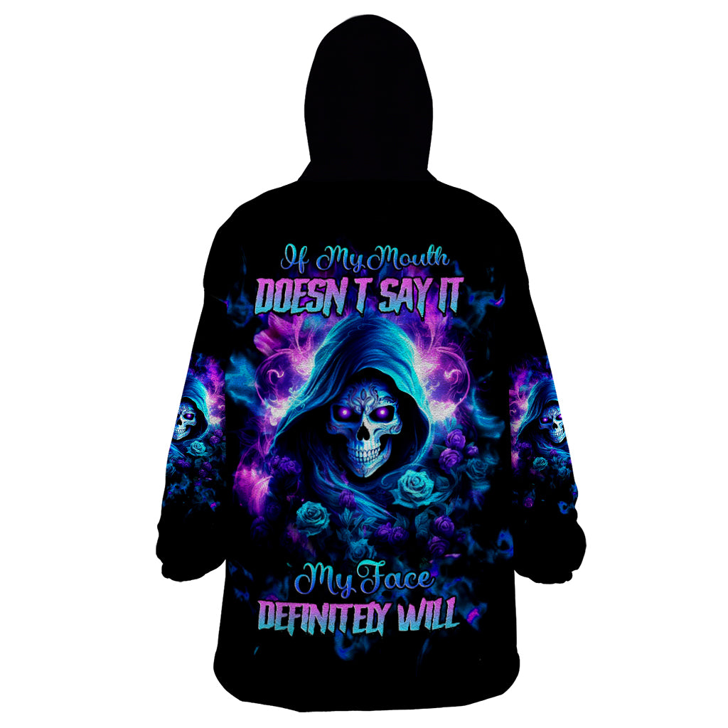 Rose Skull Wearable Blanket Hoodie If My Mouth Doesn't Say It - Wonder Print Shop