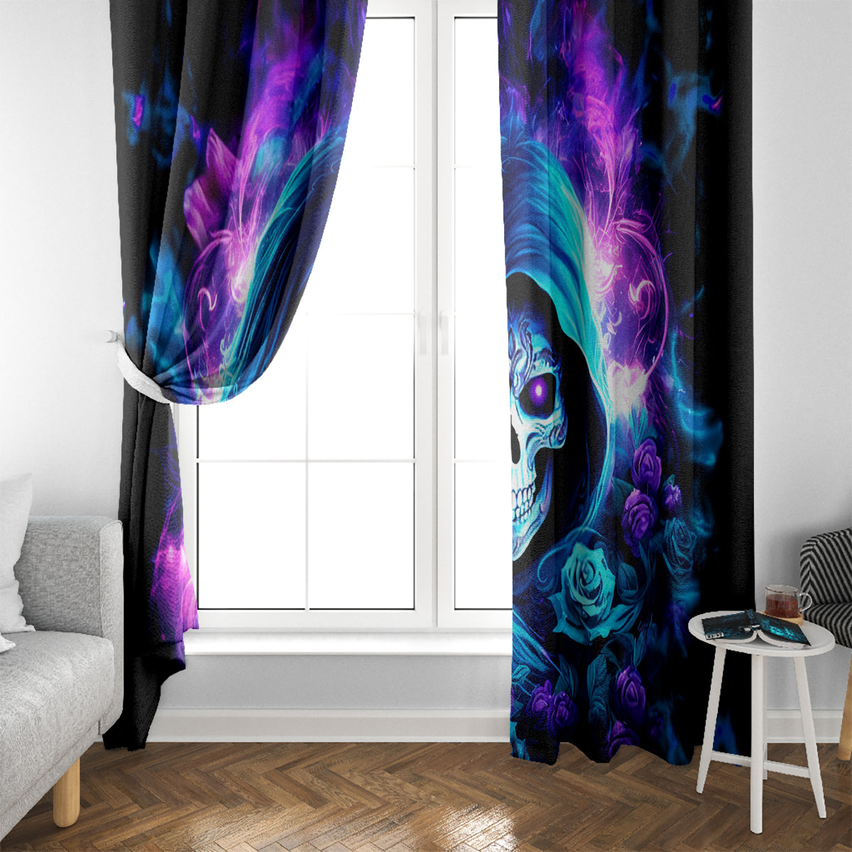 Rose Skull Window Curtain If My Mouth Doesn't Say It - Wonder Print Shop