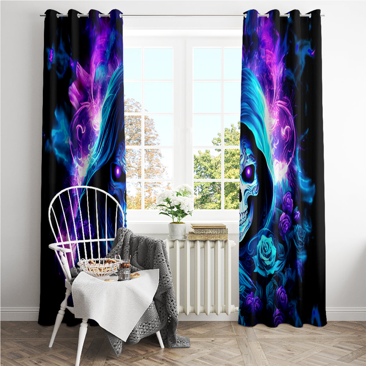 Rose Skull Window Curtain If My Mouth Doesn't Say It - Wonder Print Shop