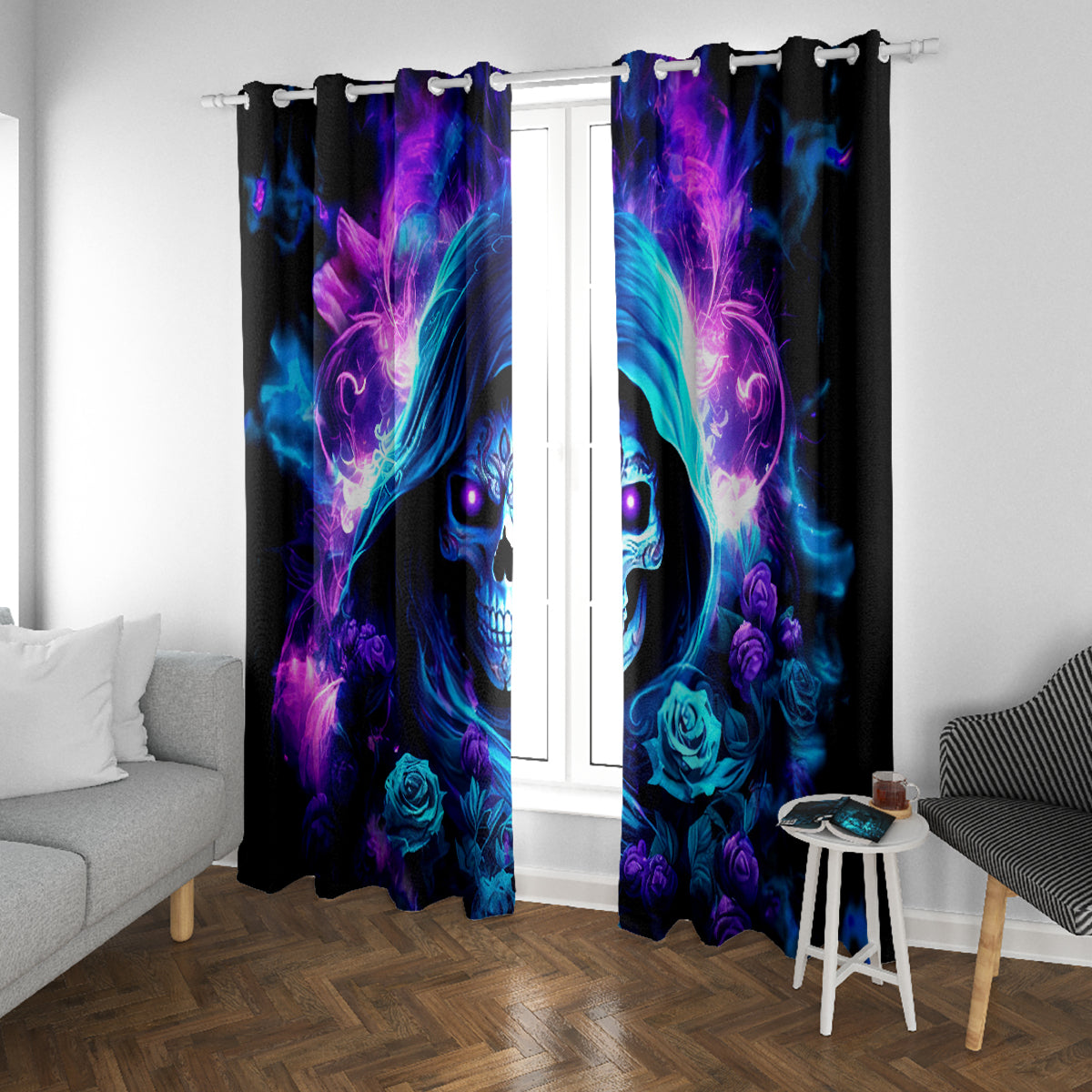Rose Skull Window Curtain If My Mouth Doesn't Say It - Wonder Print Shop