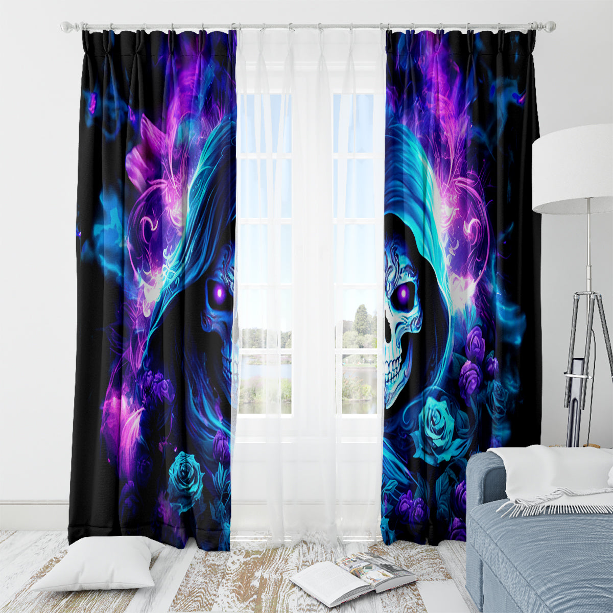 Rose Skull Window Curtain If My Mouth Doesn't Say It - Wonder Print Shop