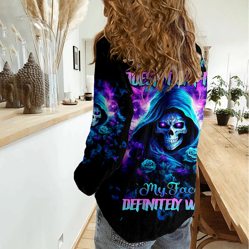 Rose Skull Women Casual Shirt If My Mouth Doesn't Say It - Wonder Print Shop