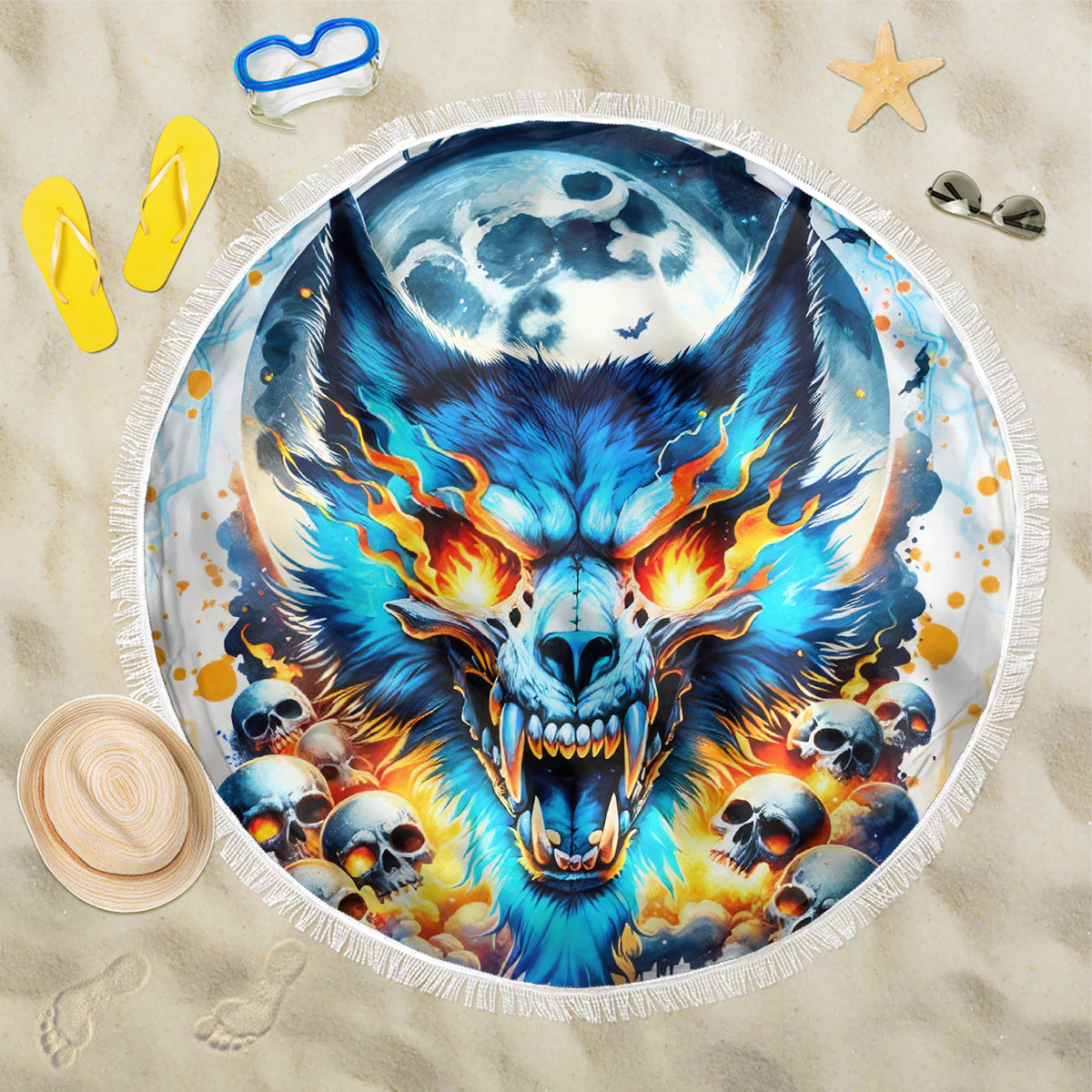 Wolf Skull Beach Blanket You First Mistake Was Thinking I Was One Of The Sheep - Wonder Print Shop