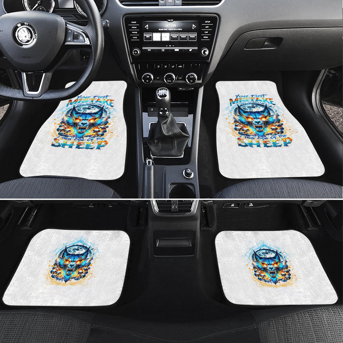 Wolf Skull Car Mats You First Mistake Was Thinking I Was One Of The Sheep - Wonder Print Shop