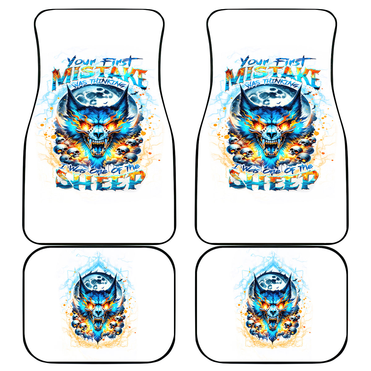 Wolf Skull Car Mats You First Mistake Was Thinking I Was One Of The Sheep - Wonder Print Shop