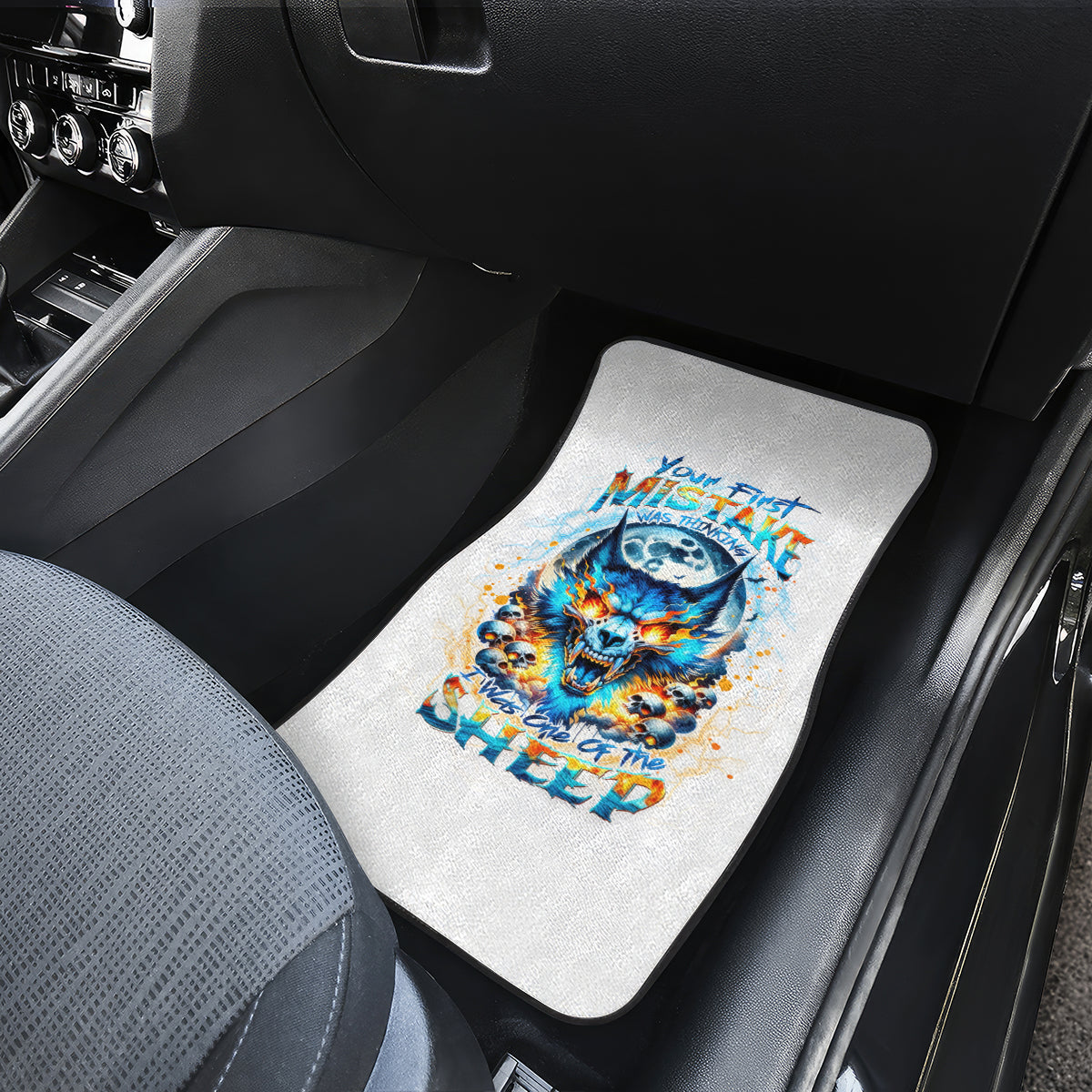Wolf Skull Car Mats You First Mistake Was Thinking I Was One Of The Sheep - Wonder Print Shop
