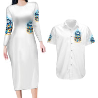 Wolf Skull Couples Matching Long Sleeve Bodycon Dress and Hawaiian Shirt You First Mistake Was Thinking I Was One Of The Sheep - Wonder Print Shop