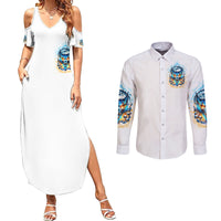 Wolf Skull Couples Matching Summer Maxi Dress and Long Sleeve Button Shirt You First Mistake Was Thinking I Was One Of The Sheep - Wonder Print Shop