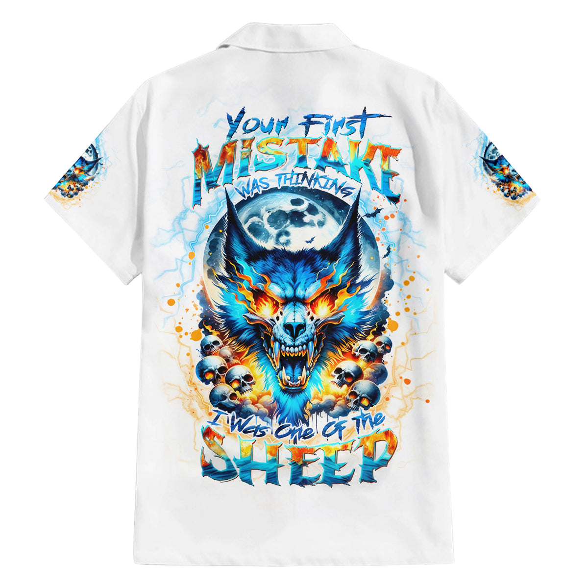 Wolf Skull Family Matching Puletasi and Hawaiian Shirt You First Mistake Was Thinking I Was One Of The Sheep - Wonder Print Shop