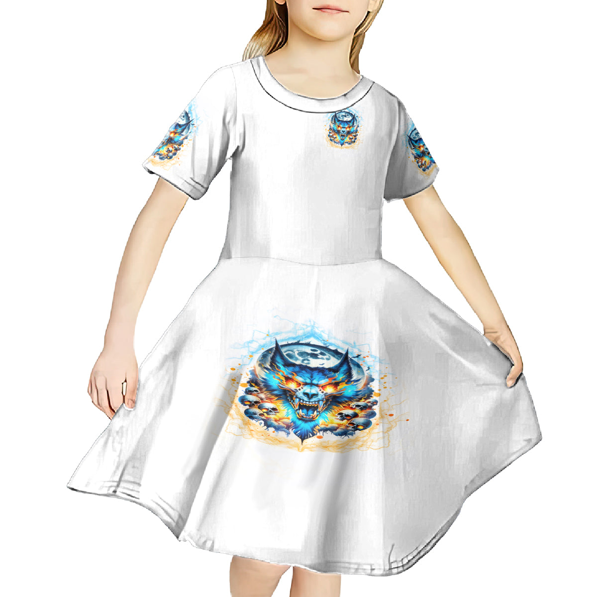 Wolf Skull Kid Short Sleeve Dress You First Mistake Was Thinking I Was One Of The Sheep - Wonder Print Shop