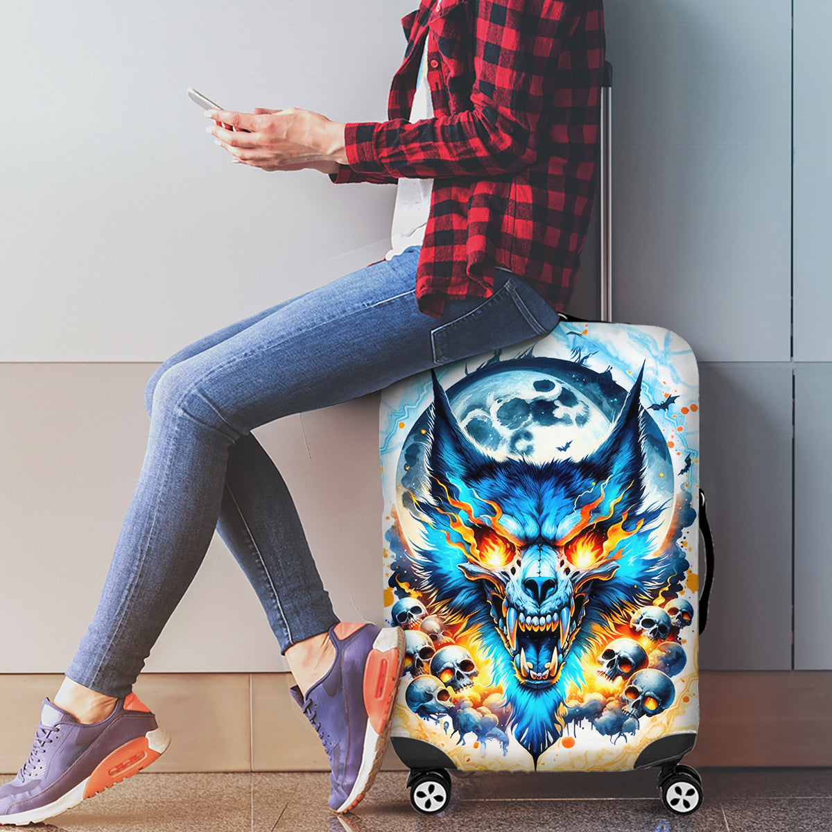 Wolf Skull Luggage Cover You First Mistake Was Thinking I Was One Of The Sheep - Wonder Print Shop