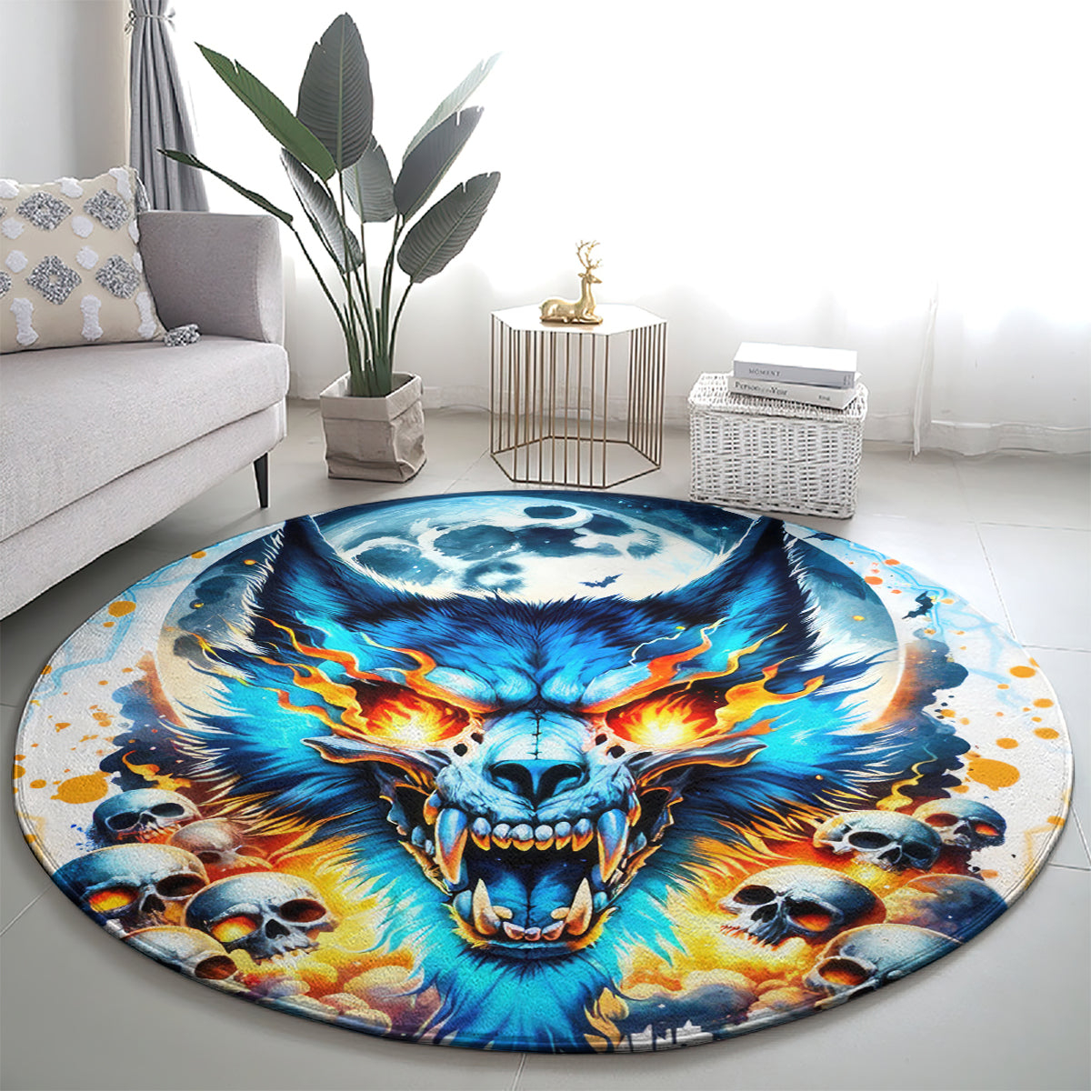 Wolf Skull Round Carpet You First Mistake Was Thinking I Was One Of The Sheep