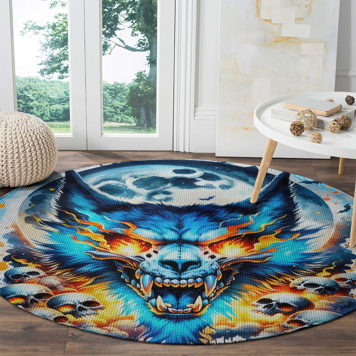 Wolf Skull Round Carpet You First Mistake Was Thinking I Was One Of The Sheep