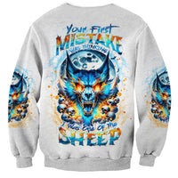 Wolf Skull Sweatshirt You First Mistake Was Thinking I Was One Of The Sheep - Wonder Print Shop
