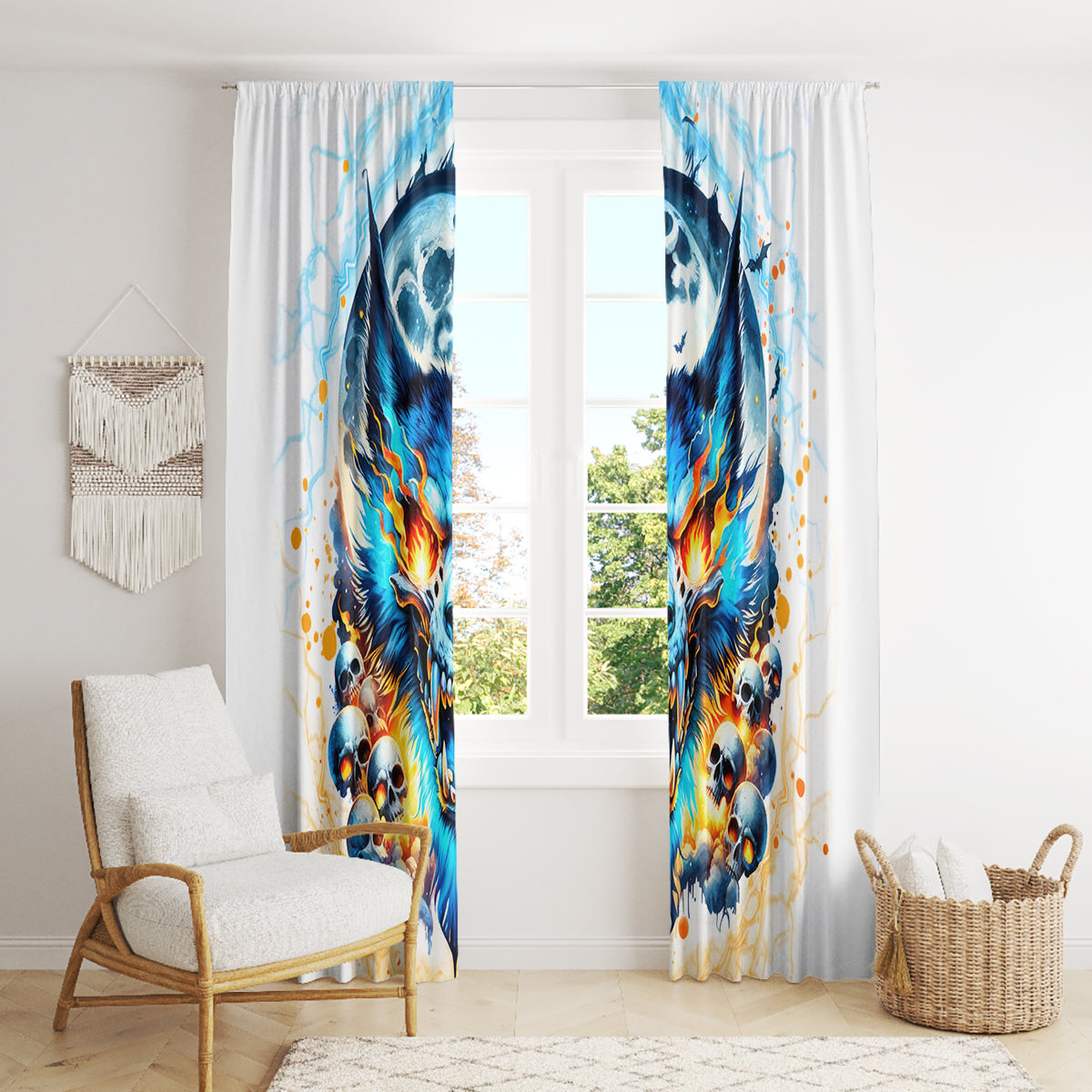 Wolf Skull Window Curtain You First Mistake Was Thinking I Was One Of The Sheep - Wonder Print Shop