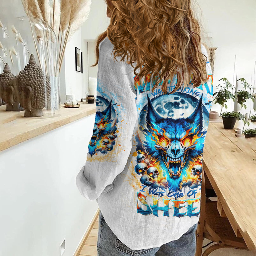 Wolf Skull Women Casual Shirt You First Mistake Was Thinking I Was One Of The Sheep - Wonder Print Shop