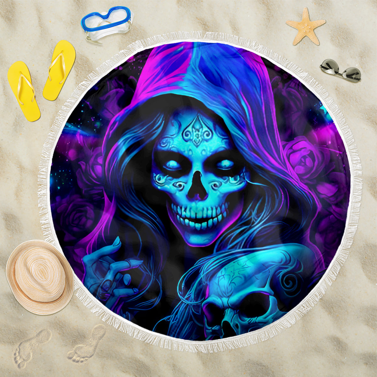 Witch Skull Beach Blanket The Good Girl In Me Got Tired Of The Bullshit - Wonder Print Shop