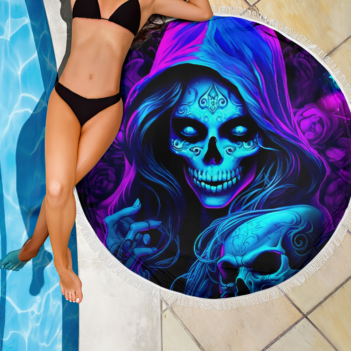 Witch Skull Beach Blanket The Good Girl In Me Got Tired Of The Bullshit - Wonder Print Shop