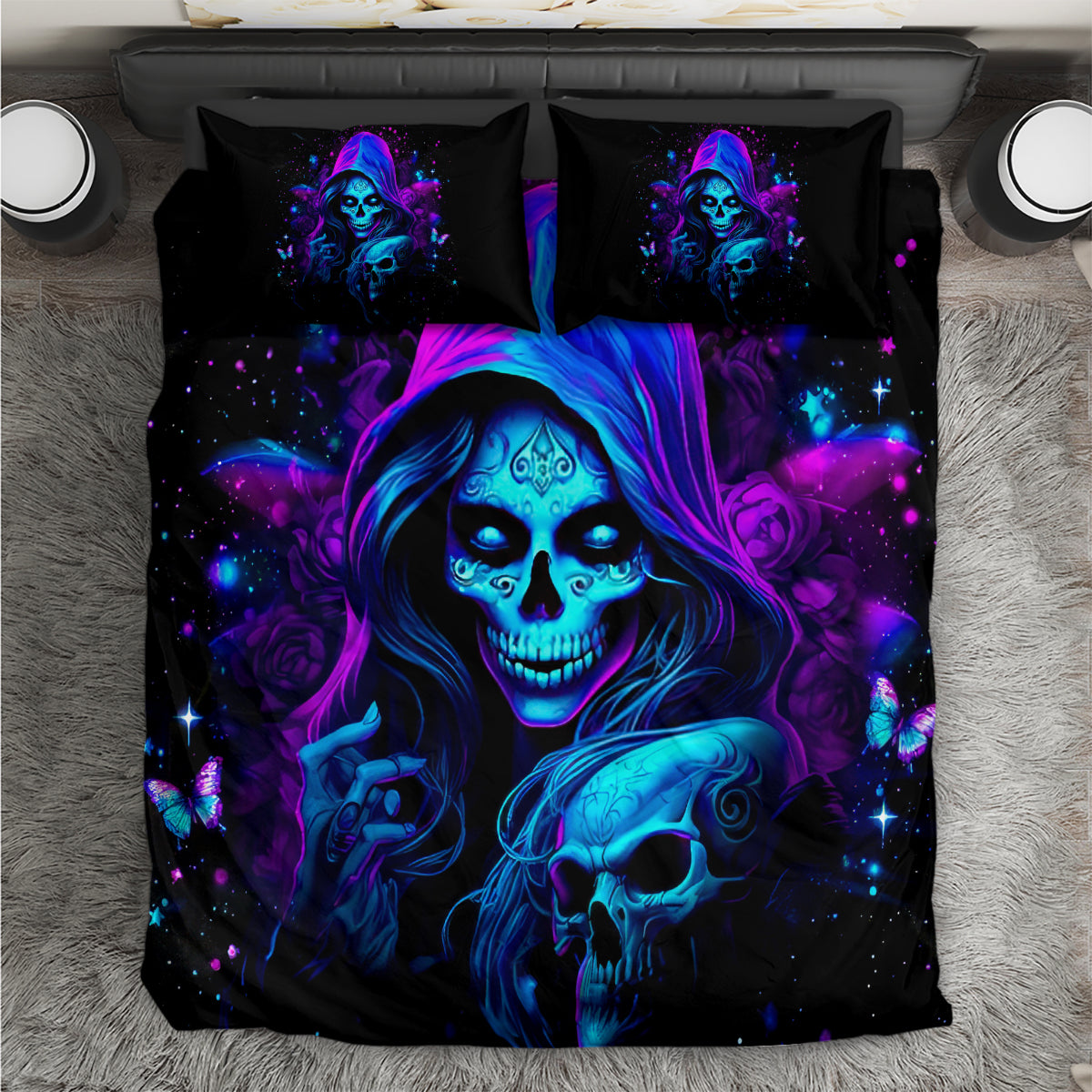Witch Skull Bedding Set The Good Girl In Me Got Tired Of The Bullshit - Wonder Print Shop