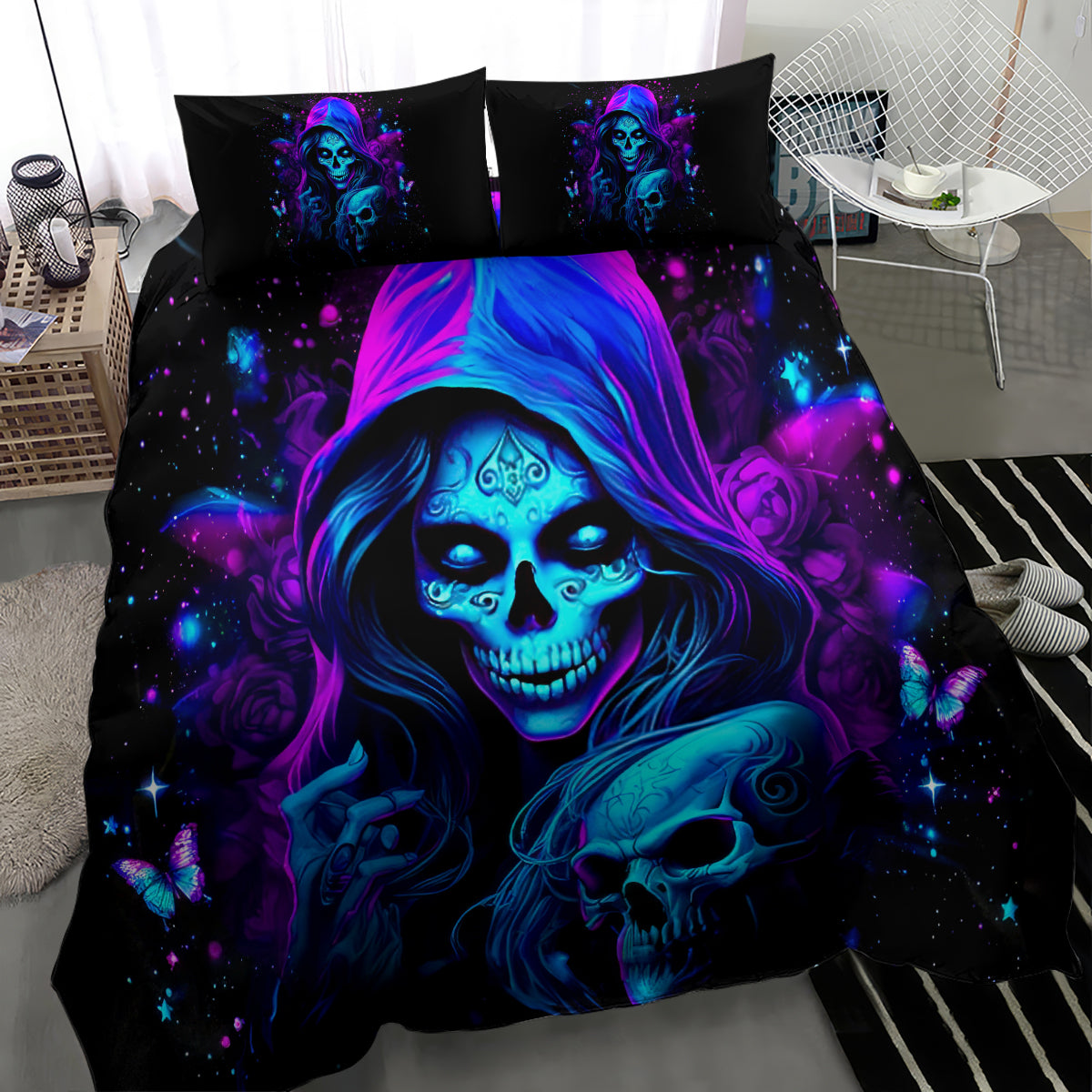 Witch Skull Bedding Set The Good Girl In Me Got Tired Of The Bullshit - Wonder Print Shop