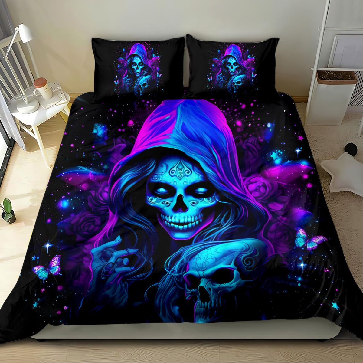 Witch Skull Bedding Set The Good Girl In Me Got Tired Of The Bullshit - Wonder Print Shop