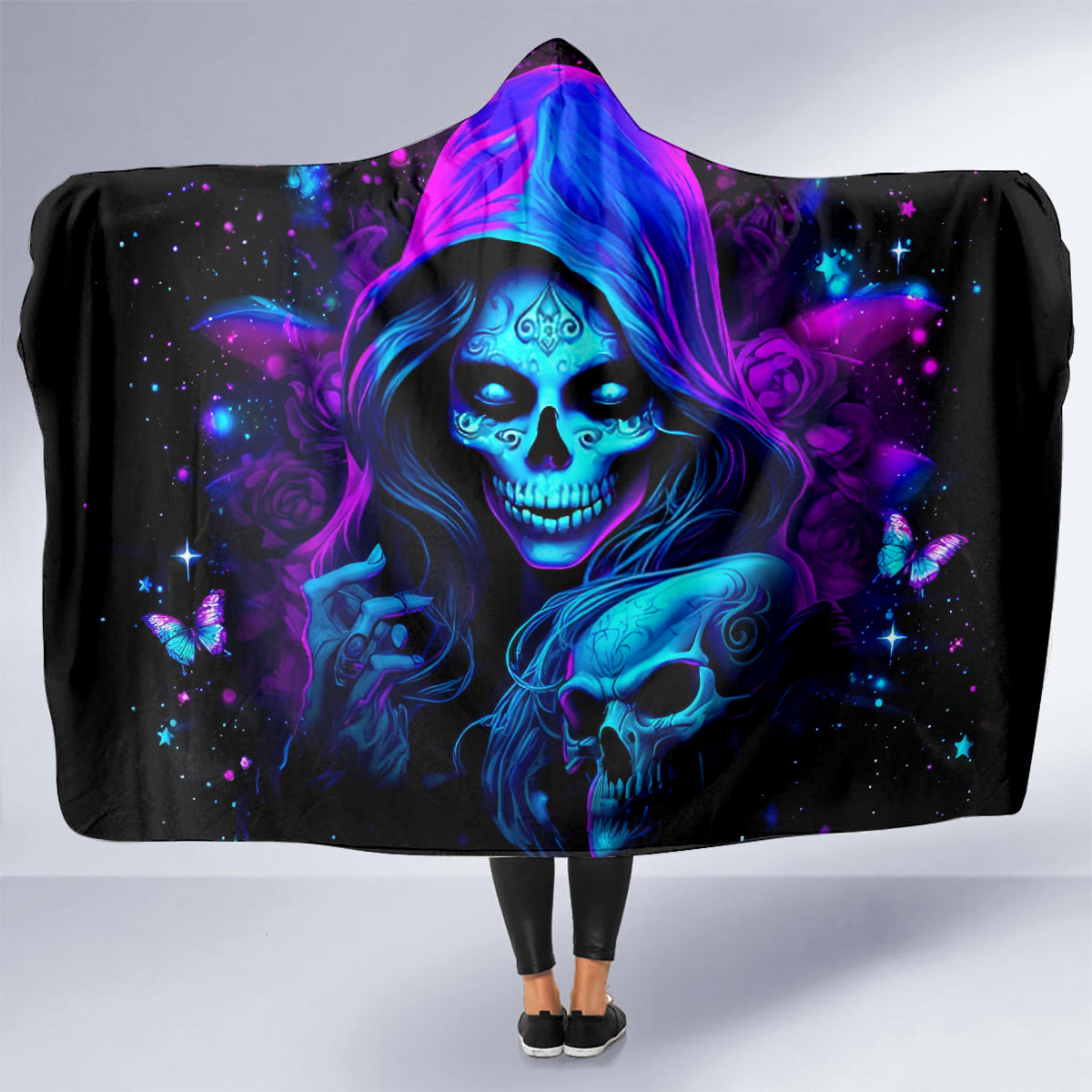 Witch Skull Hooded Blanket The Good Girl In Me Got Tired Of The Bullshit