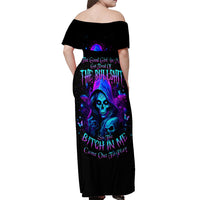 Witch Skull Off Shoulder Maxi Dress The Good Girl In Me Got Tired Of The Bullshit - Wonder Print Shop