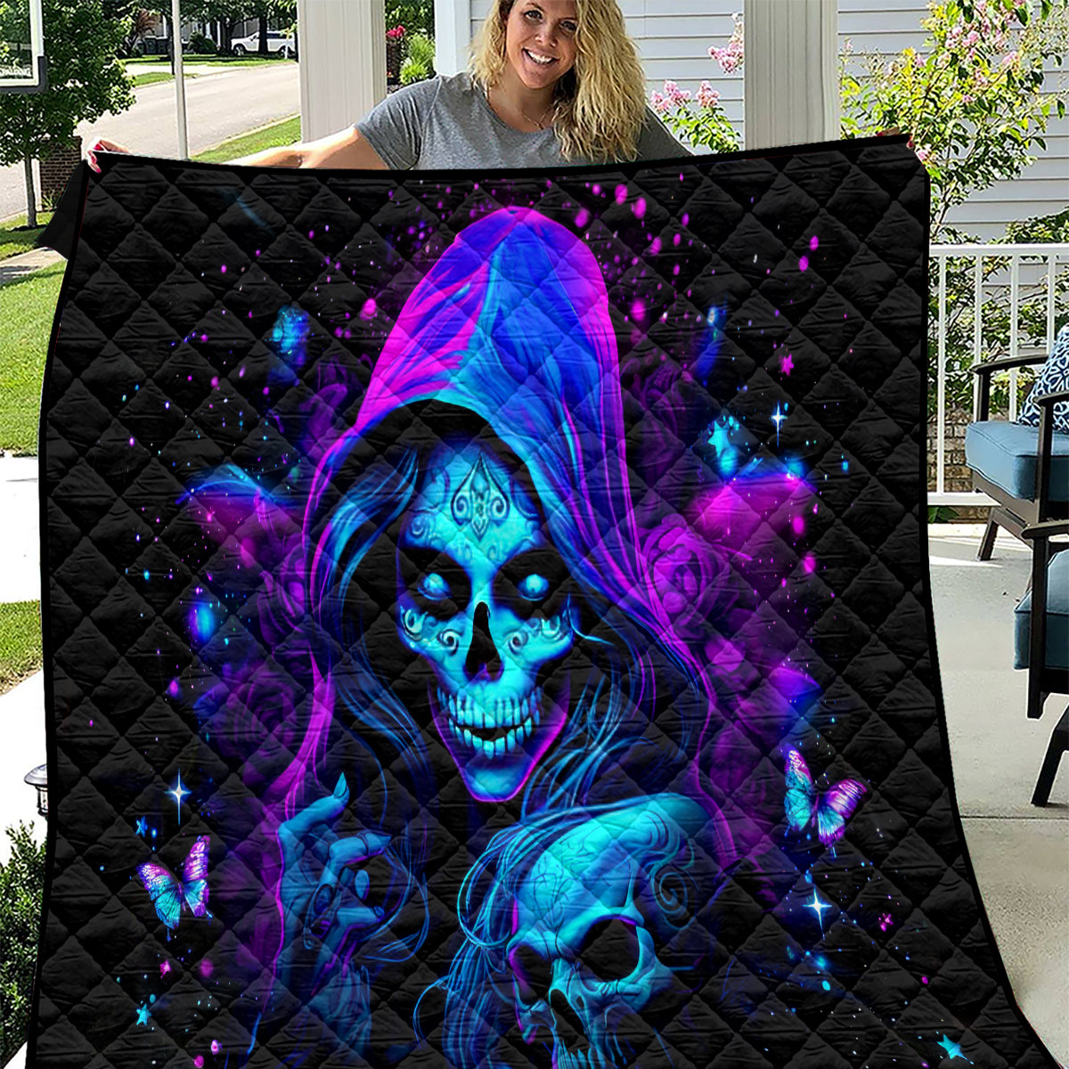 Witch Skull Quilt The Good Girl In Me Got Tired Of The Bullshit - Wonder Print Shop
