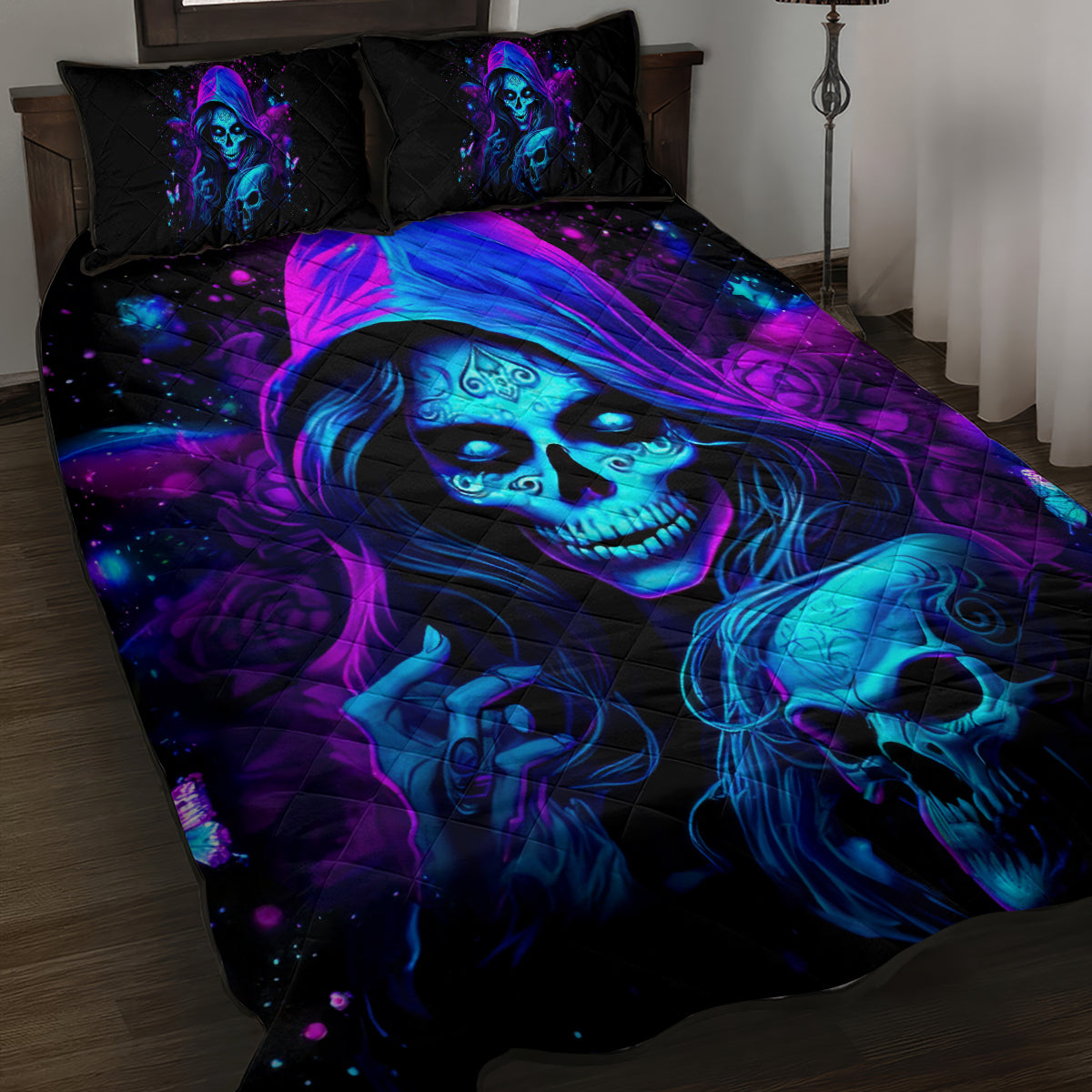 Witch Skull Quilt Bed Set The Good Girl In Me Got Tired Of The Bullshit - Wonder Print Shop
