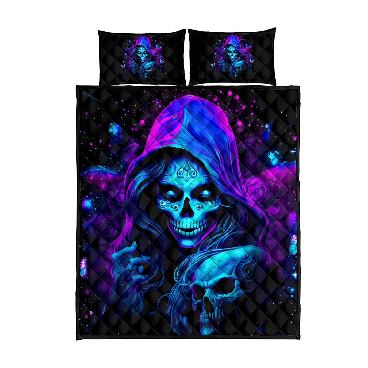 Witch Skull Quilt Bed Set The Good Girl In Me Got Tired Of The Bullshit - Wonder Print Shop
