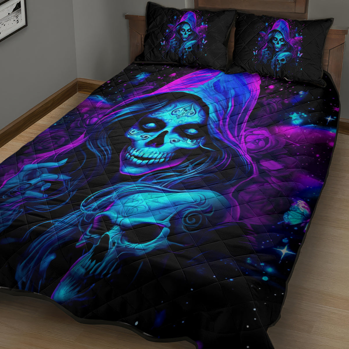Witch Skull Quilt Bed Set The Good Girl In Me Got Tired Of The Bullshit - Wonder Print Shop