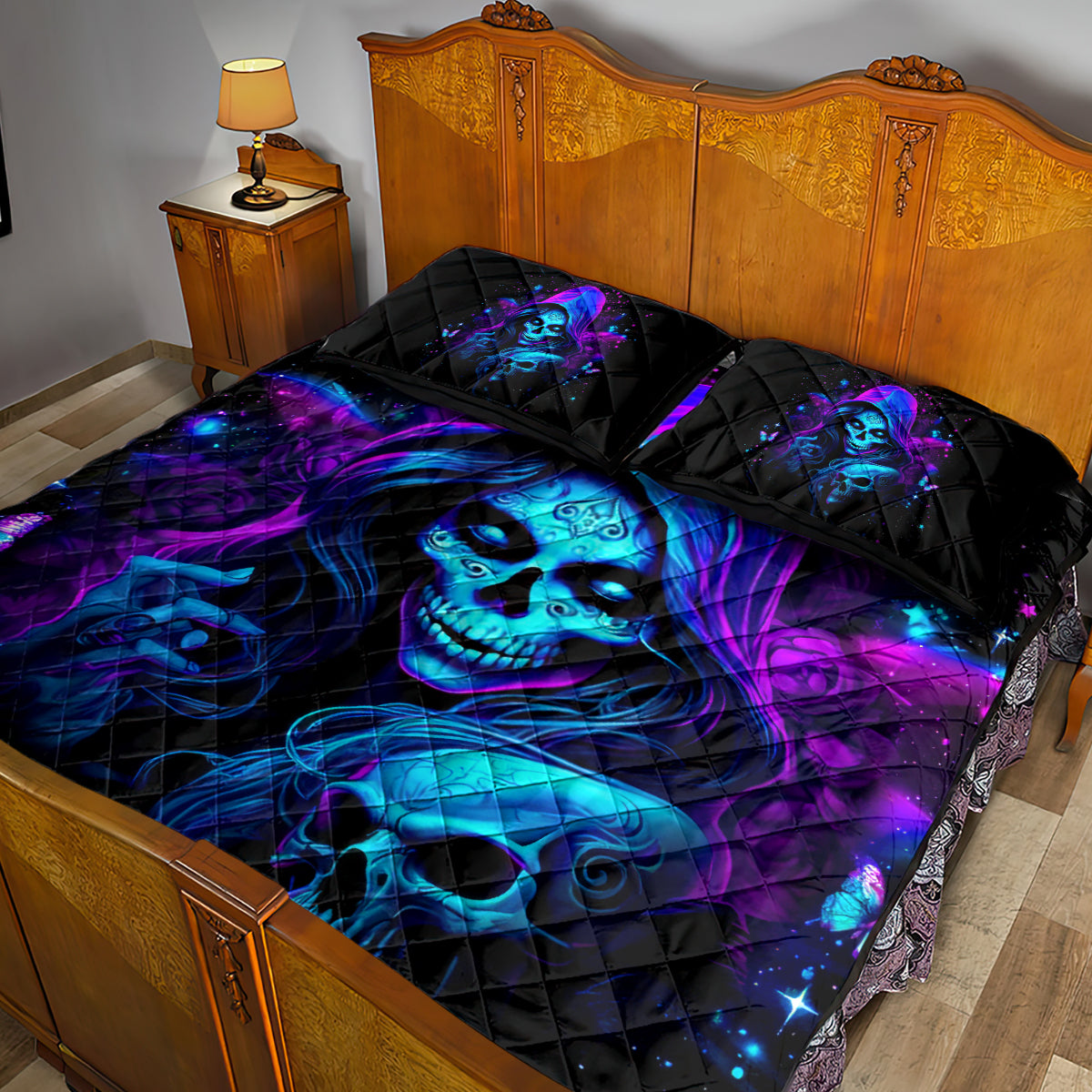 Witch Skull Quilt Bed Set The Good Girl In Me Got Tired Of The Bullshit - Wonder Print Shop